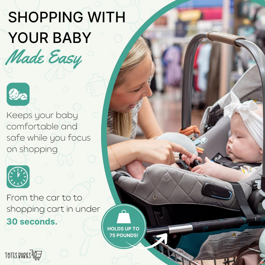 Car Seat Carrier for Shopping Carts, Allows Babies, Newborns, Infants and Toddlers to Stay Snug or Sleeping in Car
