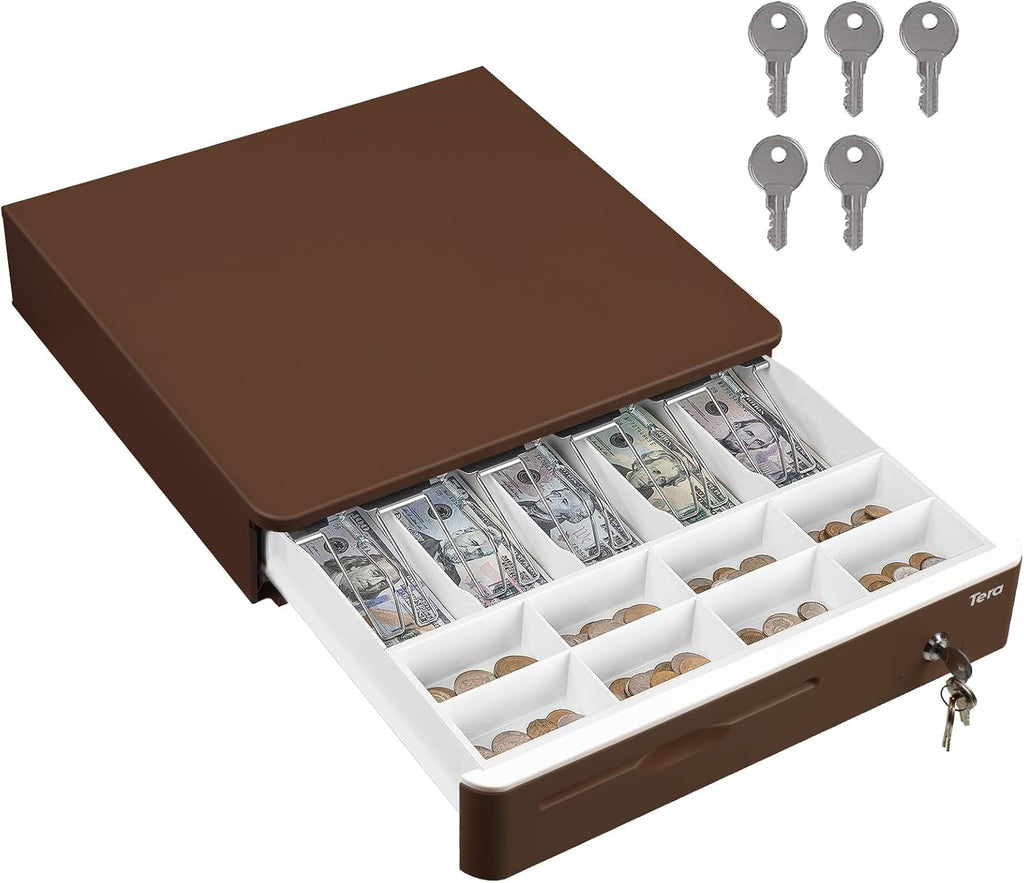 16 inch Cash Drawer: with Micro Switch Auto Open Heavy Duty Insert Tray 5 Bill 8 Coin for POS System Removable Cash