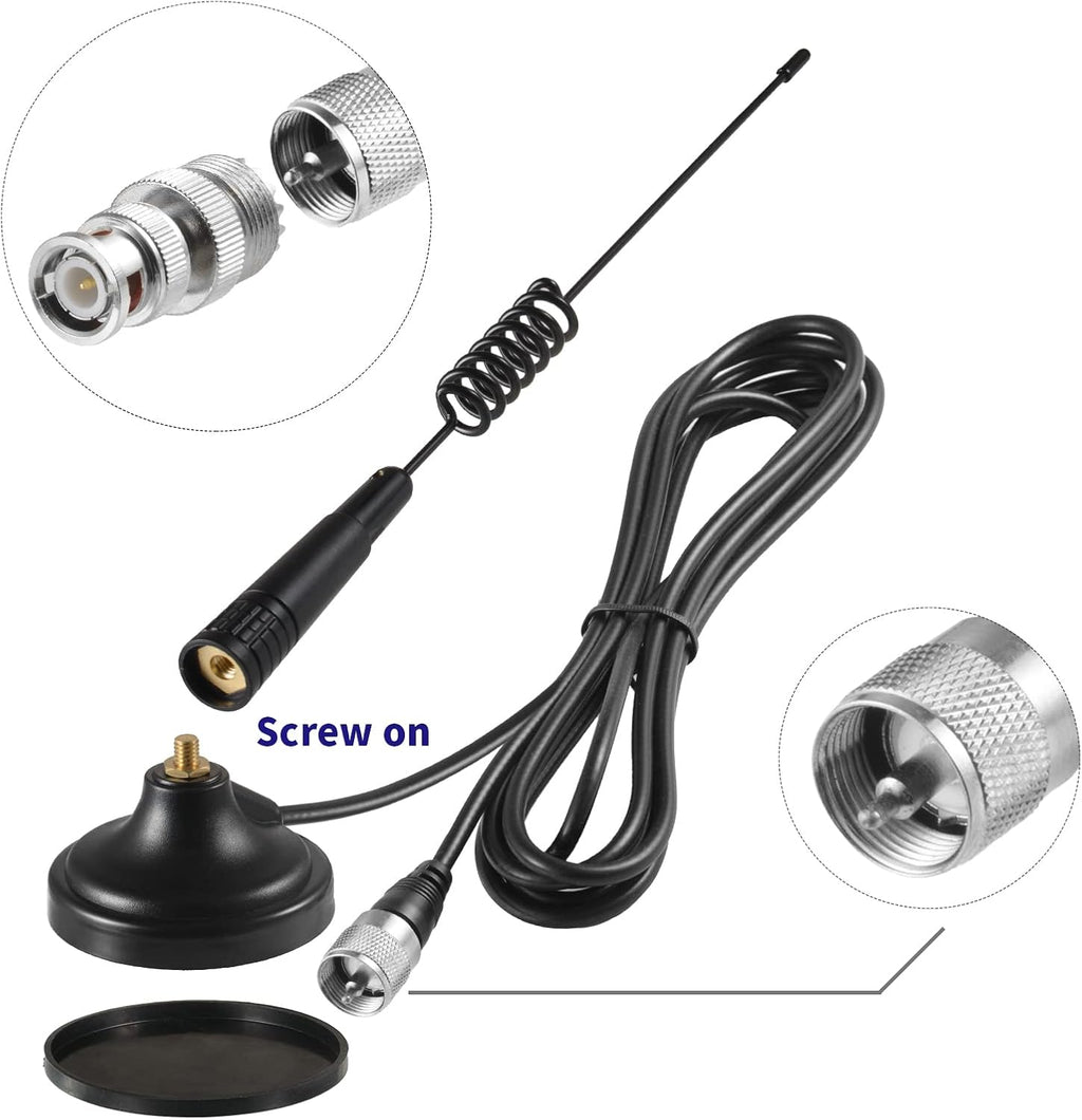 Long Range 27MHz Magnetic Base CB Radio Antenna with PL-259 BNC Male Connector for Mobile/Car Radio Cobra Midland