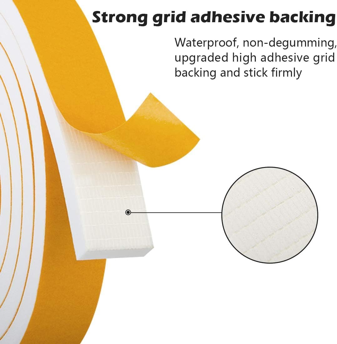 White Door Window Weather Stripping Self Adhesive Foam Tape High Density Foam Sealing Strip Window Insulation