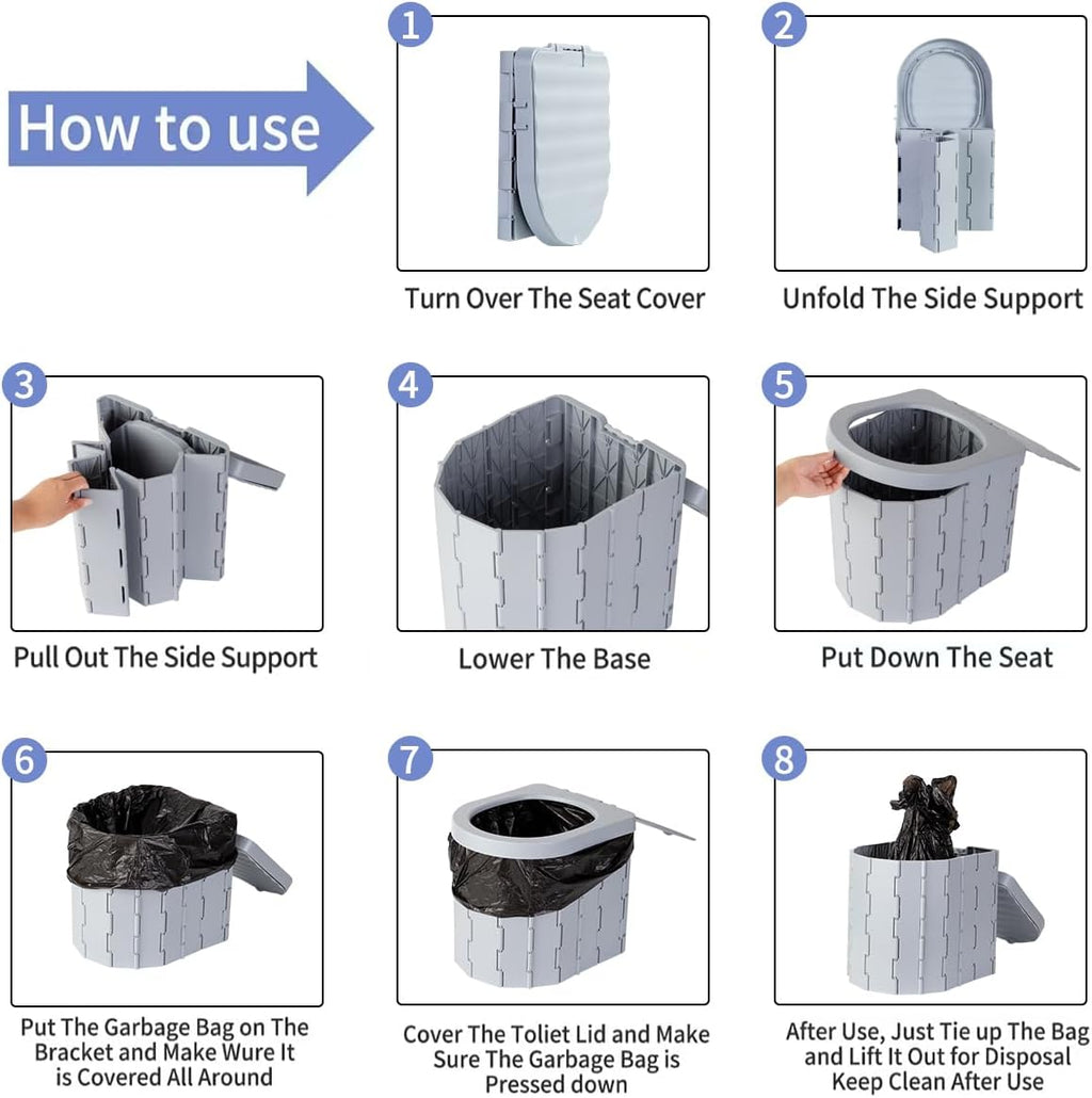 Portable Toilet Kit, Camping Toilet with Pop-Up Privacy Tent Toilet Bags, Washable Portable Outdoor Showers Changing