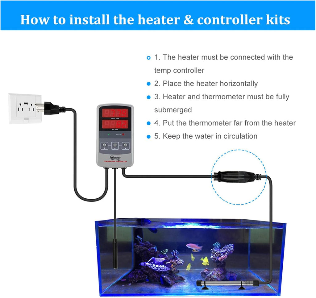 802 Aquarium Titanium Heater Rod Fish Tank Heating Element Replacement Heater Tube (Controller Excluded) 200W