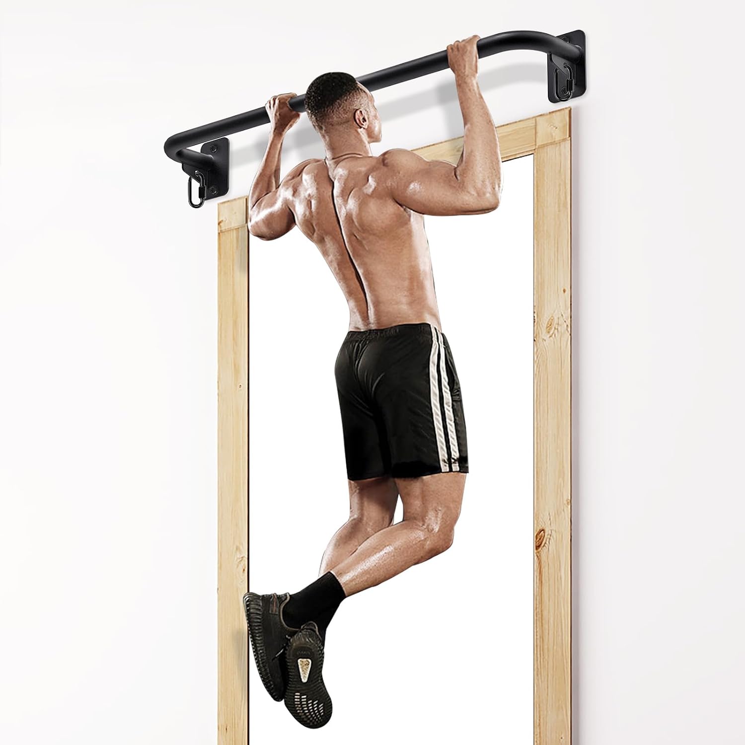 Heavy Duty Welded Pull Up Bar Wall/Joist/Ceiling Mount Chin Up Bar | Multifunctional Pull-up Bars w/Resistance Band
