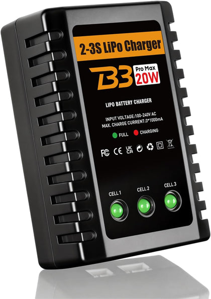 LiPo Charger for 2S-3S(7.4-11.1V) LiPo Battery of RC Toy & Model(Yellow) | LiPo Balance Charger Compact and Light, RC