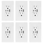 TOPGREENER 4.2A Dual Type C&A USB Wall Outlet, Charging Power Receptacle