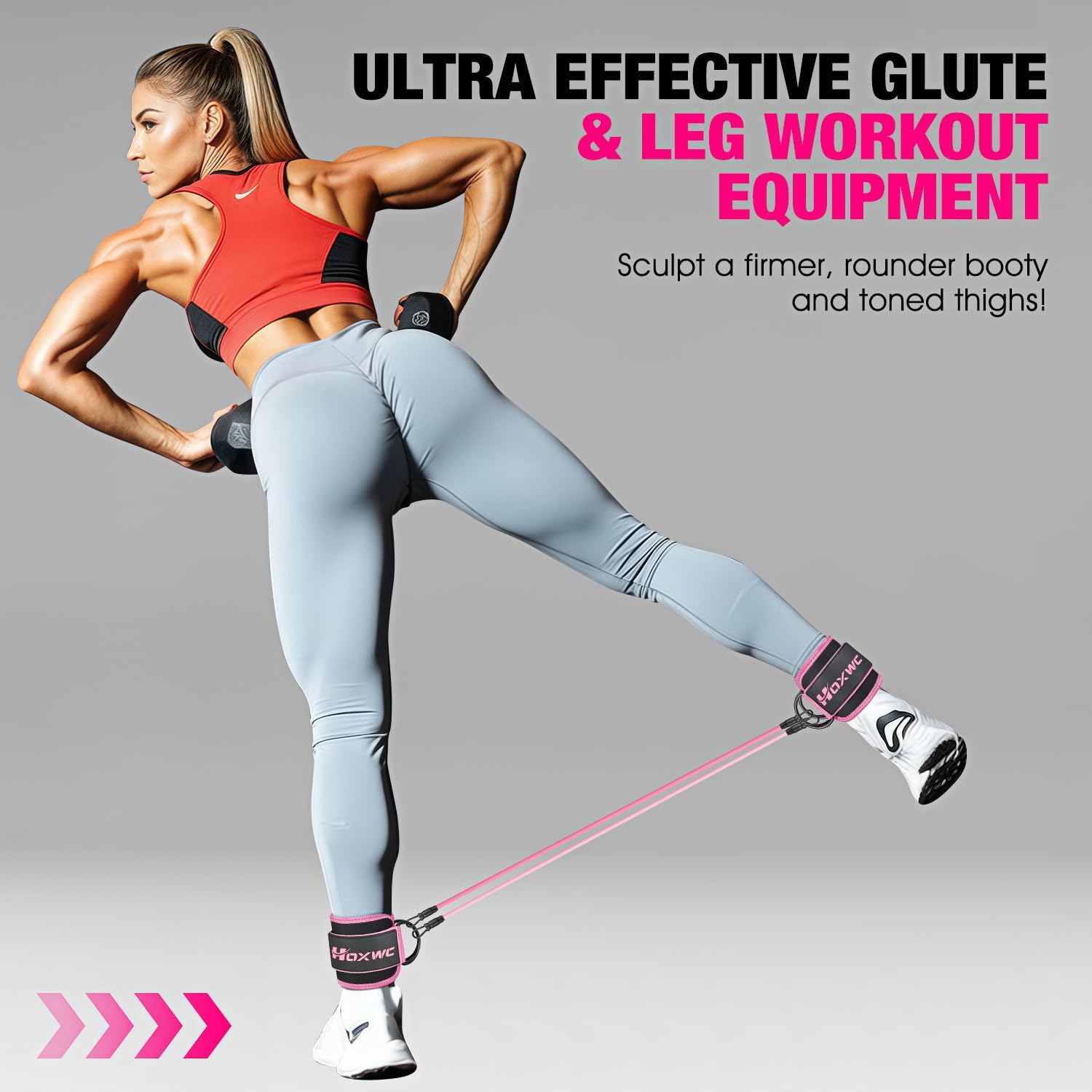 Ankle Resistance Bands with Cuffs, Ankle Bands for Working Out, Ankle Resistance Band for Leg, Booty Workout