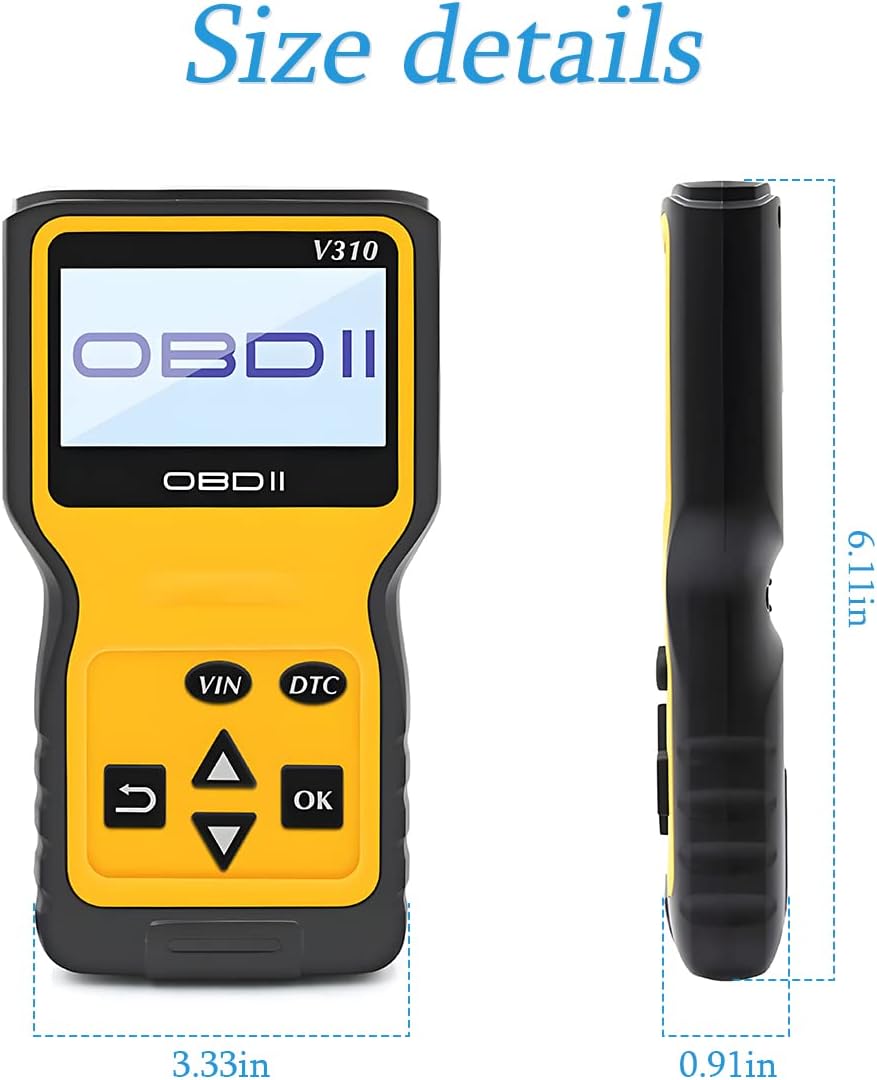 OBD2 Scanner Code Reader for Car Check Engine, Yellow | CAN Diagnostic Tool, Read and Erase Fault Codes, Probe for