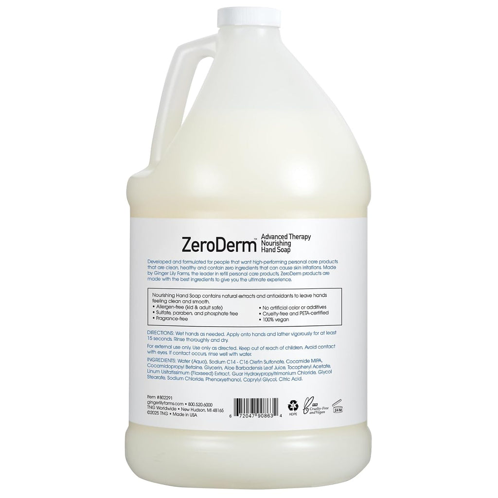 ZeroDerm Hand Soap, 128oz, Fragrance Free