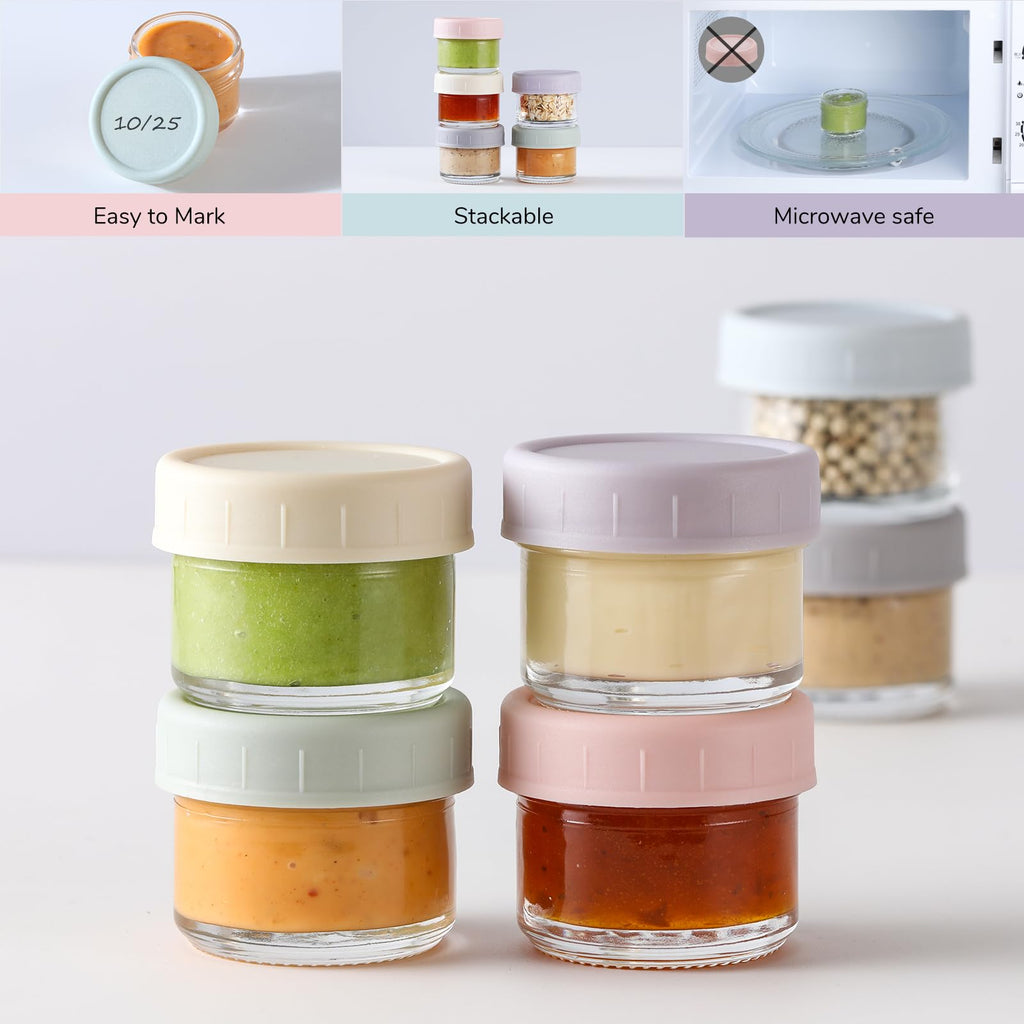 [6 Pack] Salad Dressing Container To Go, 1.7 oz Glass Small Condiment Container with Lids, Dipping Sauce Cups Set