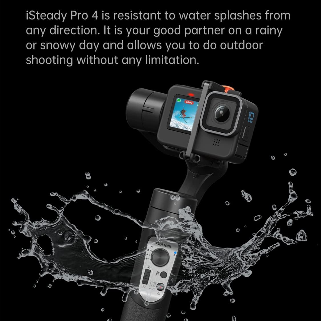 iSteady Pro 4 Action Camera Gimbal 3-Axis Splashproof Stabilizer for GoPro Hero 13/12/11/10/9/8/7/6/5/4/3,DJI OSMO