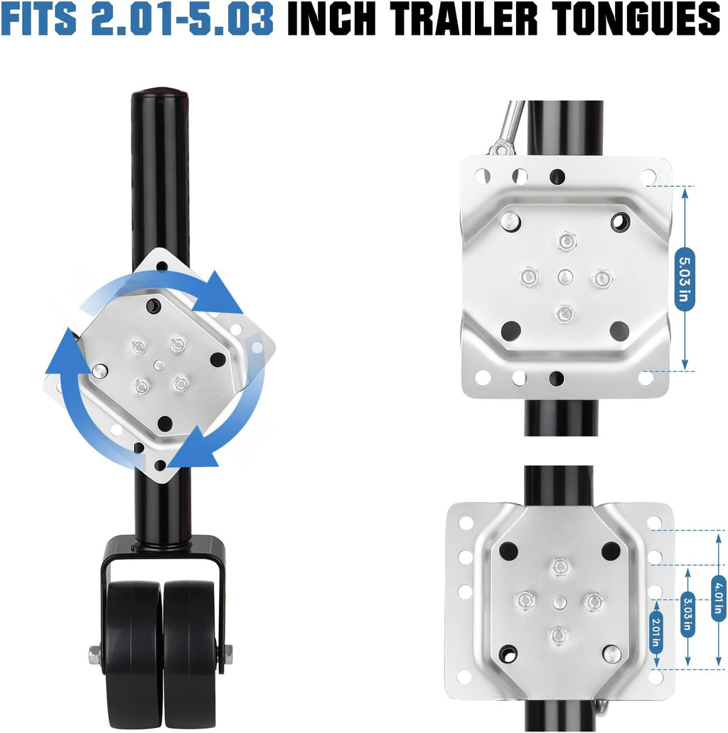 Trailer Jack with Wheel, 2000lbs Swivel Boat Trailer Jack, 10" Lift, Bolt-on Tongue Trailer Jacks for RVs, Boats and