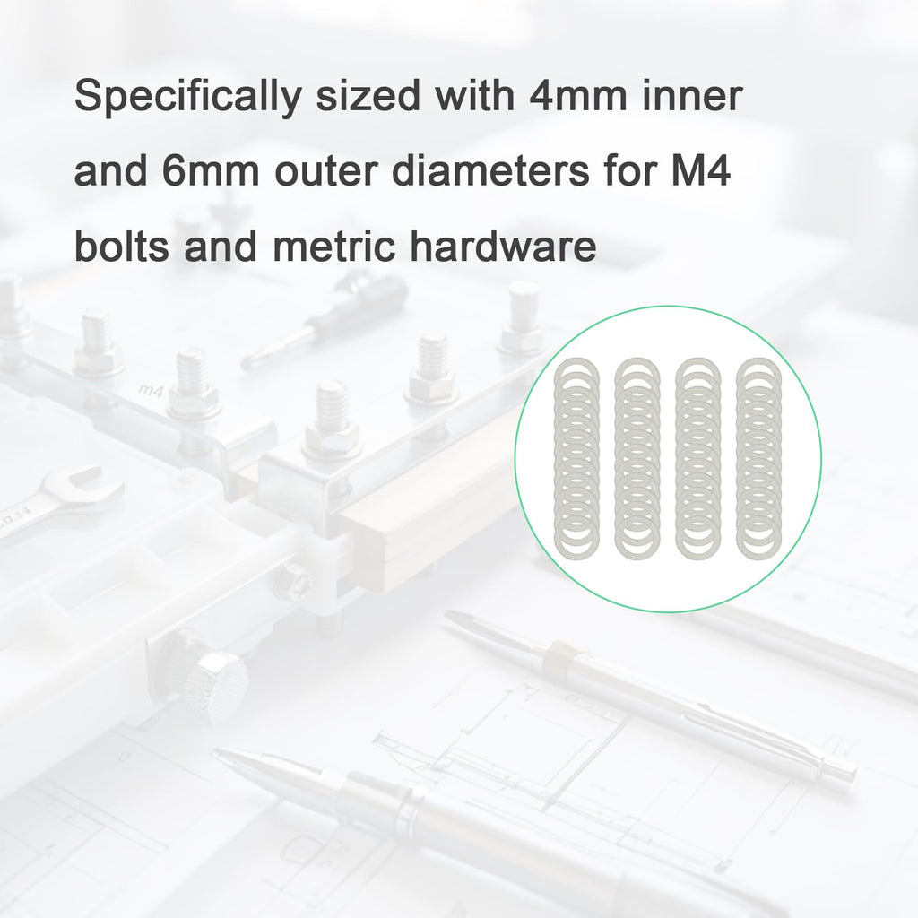 M4×6mm Precision Spacer Washers for Fine Alignment, 304 Stainless Steel Set