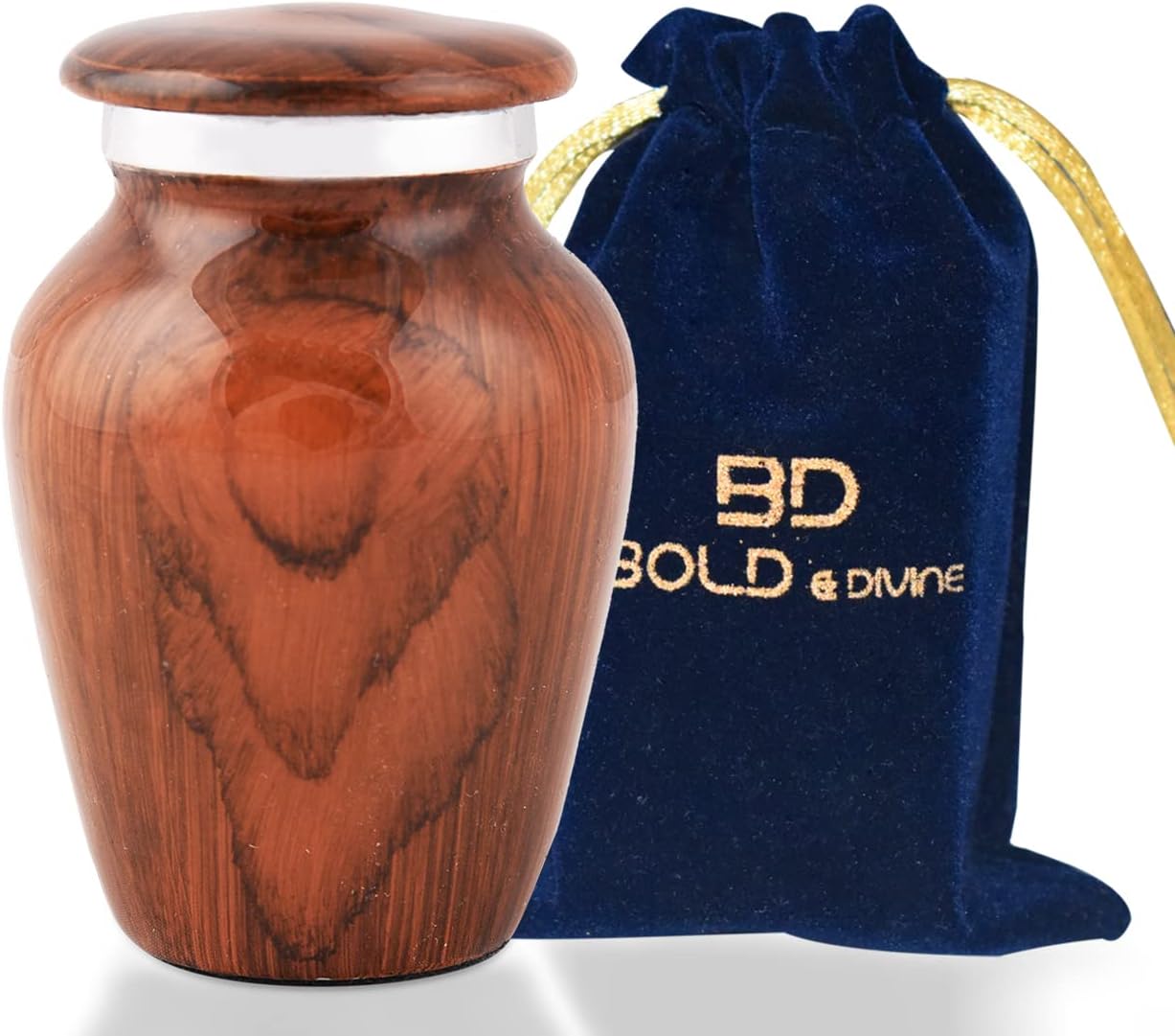 Wooden Textured Theme Keepsake Urn | Human Ashes Memorial Urn, Burial, Funeral Cremation Urns (Red Cherry Wood, Small)