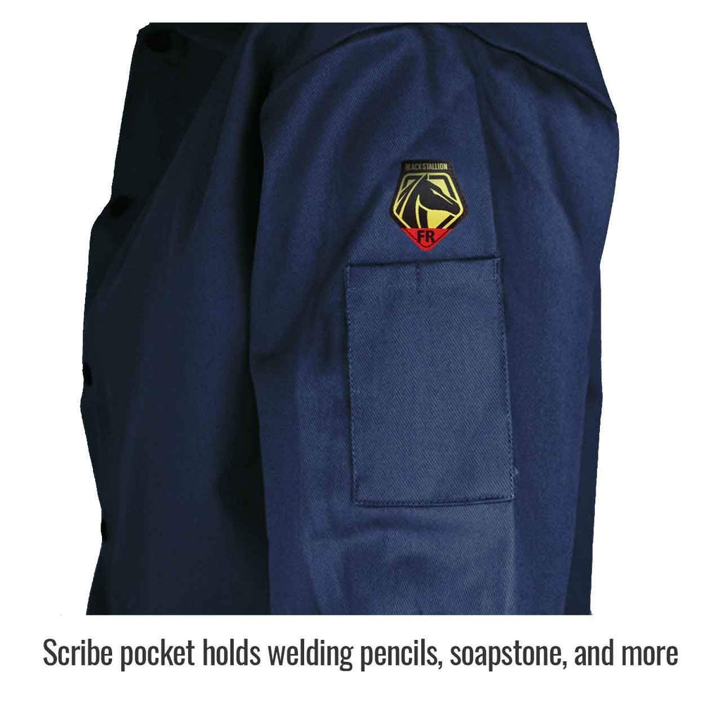 FN9-30C 30" 9oz. Navy FR Cotton Welding Jacket, Large