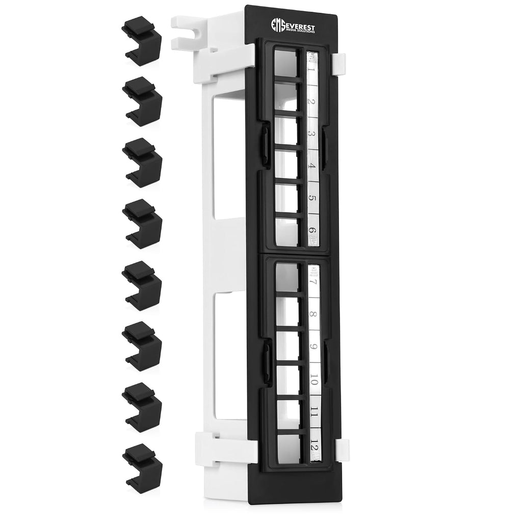 Everest Media 12-Port Keystone Patch Panel (1-Pack) 89D Wall Mount Bracket