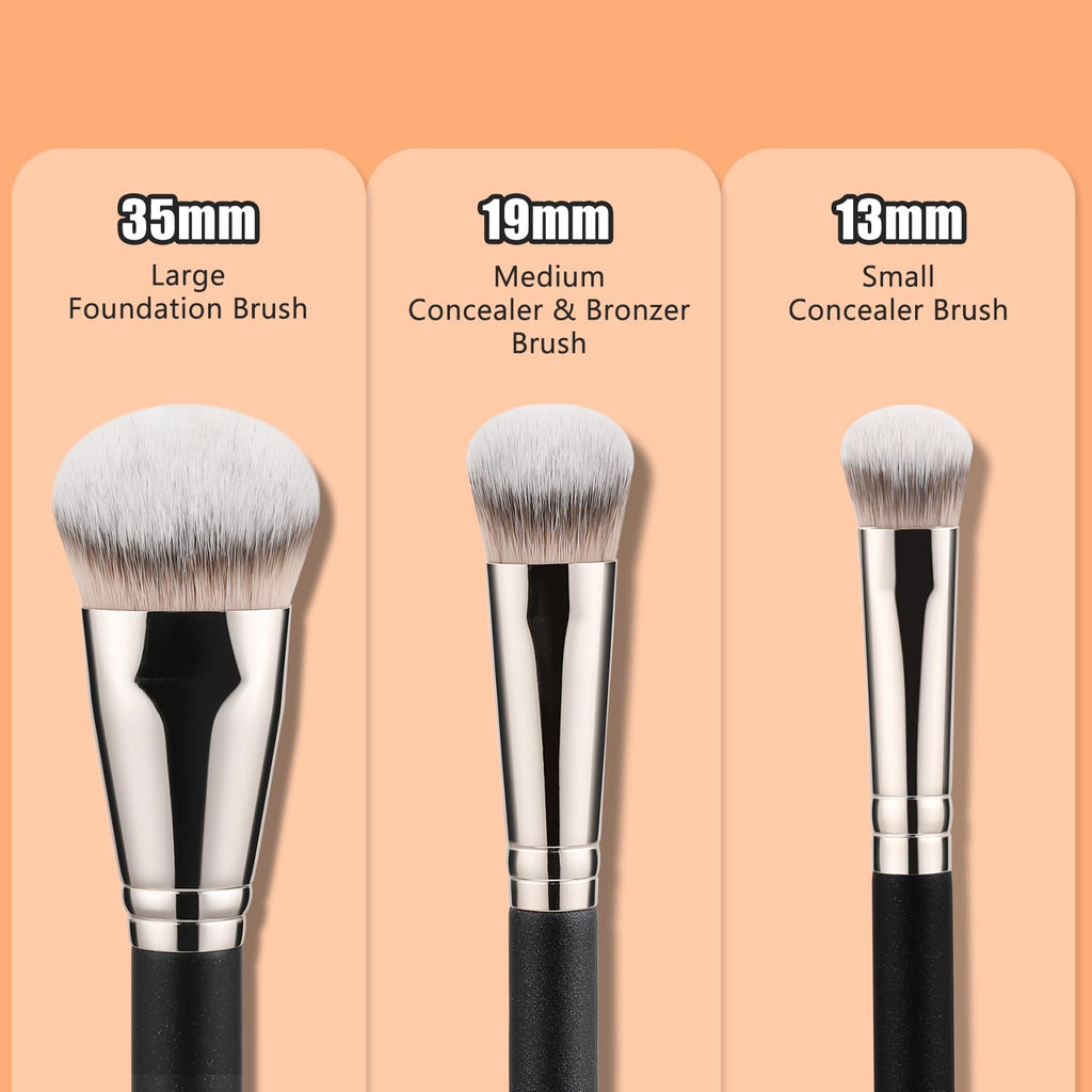 3Pcs Foundation Concealer Highlight Brush, Cat Paw Under Eye Brush | Large buffs foundation, blends contours, sweeps