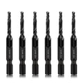 DKIBBITH 6 Packs M4 Combination Drill & Taps Bit Set, Screw Threading Tapping Tools in Size M4*0.7 with Anti-Rust Black Coating, 1/4" Hex Shank and Storage Case