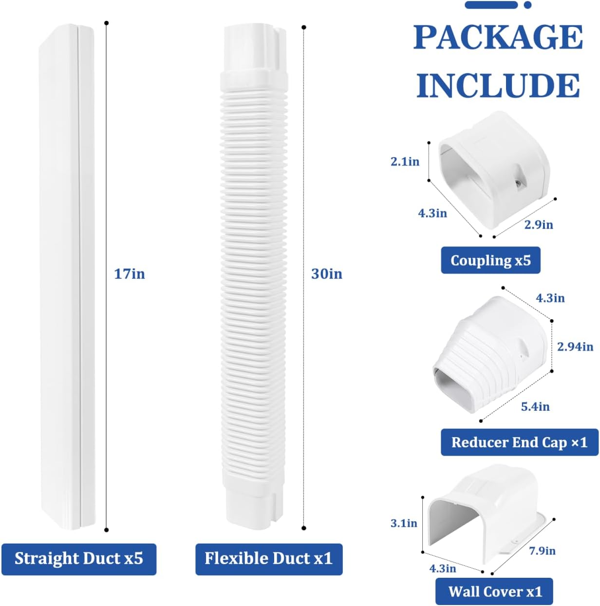 10ft Mini Split Line Set Cover 4" PVC for AC & Heat Pump White | Premium PVC & ABS; UV-resistant; snap-on for quick