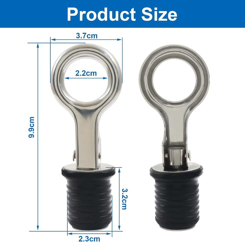 Boat Drain Plug, 2 Pcs, 1 Inch, Snap Handle