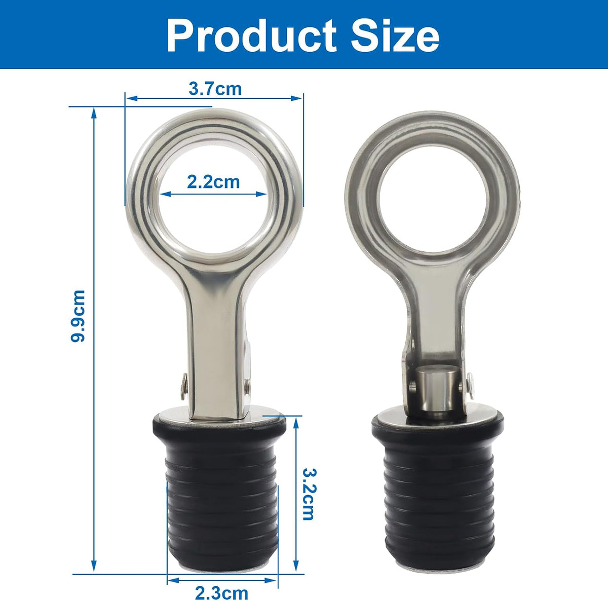 Boat Drain Plug, 2 Pcs, 1 Inch, Snap Handle