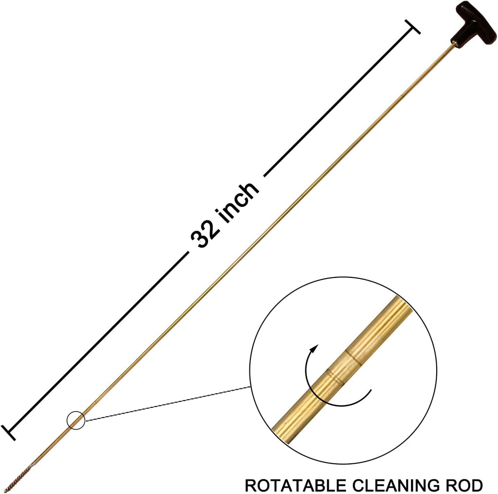 Rifle Pistol Gun Cleaning Kit for 22LR .22 Cal .223Cal 5.56 with Gun Snake, Cotton mop, Chamber Brushes, 32inch Brass