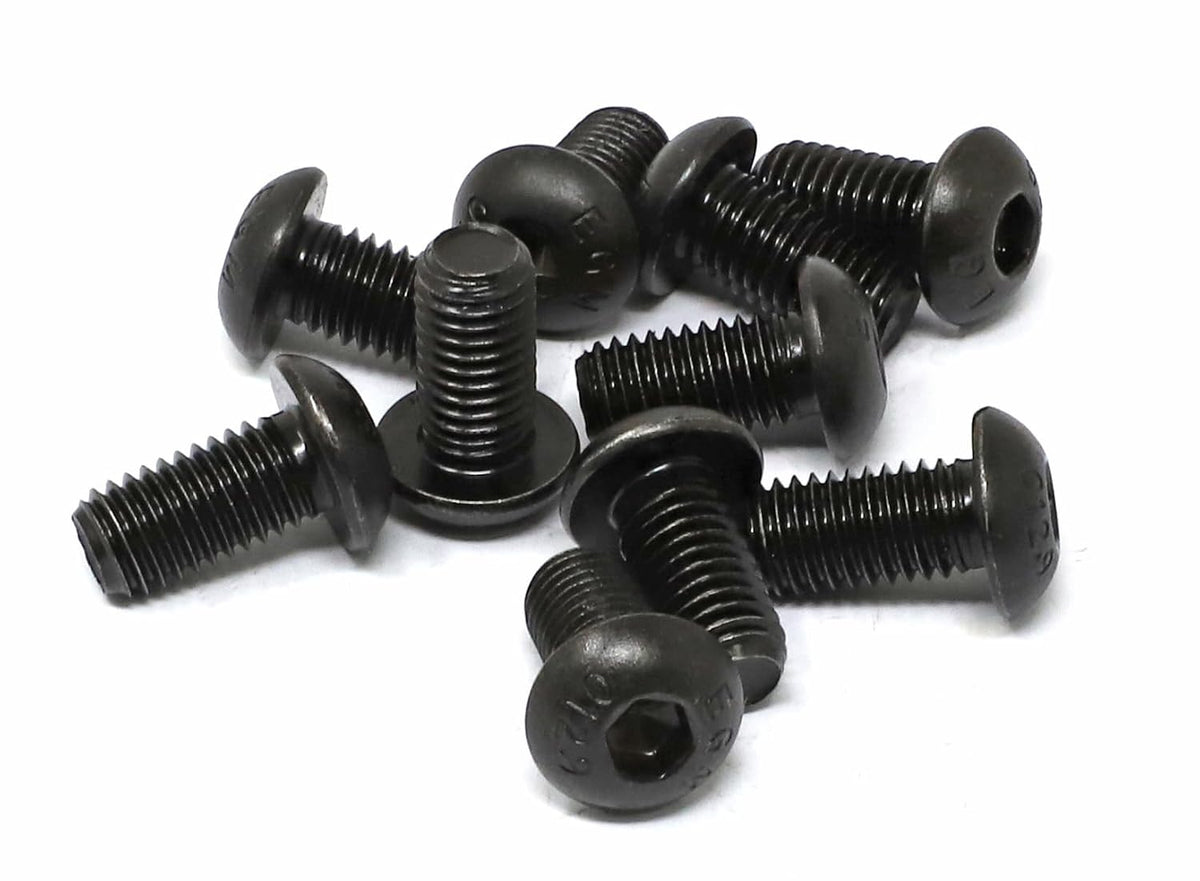iexcell 10 Pcs M10 x 20mm Thread Pitch 1.5 mm Alloy Steel 12.9 Grade Hex Socket Button Head Cap Screws Bolts Kit, Black Oxide Finish