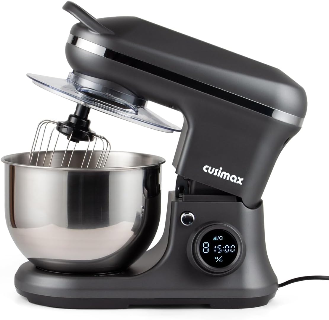 Stand Mixer with Digital Switch Control, 5-Quart, 650W, Grey | Adjustable Timer 15mins & 8 Speeds, kitchen Electric