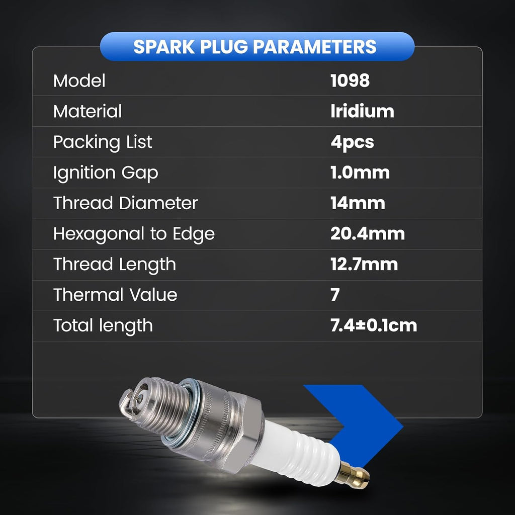 Iridium Spark Plug 1098 4 Pack for Yamaha Outboard
