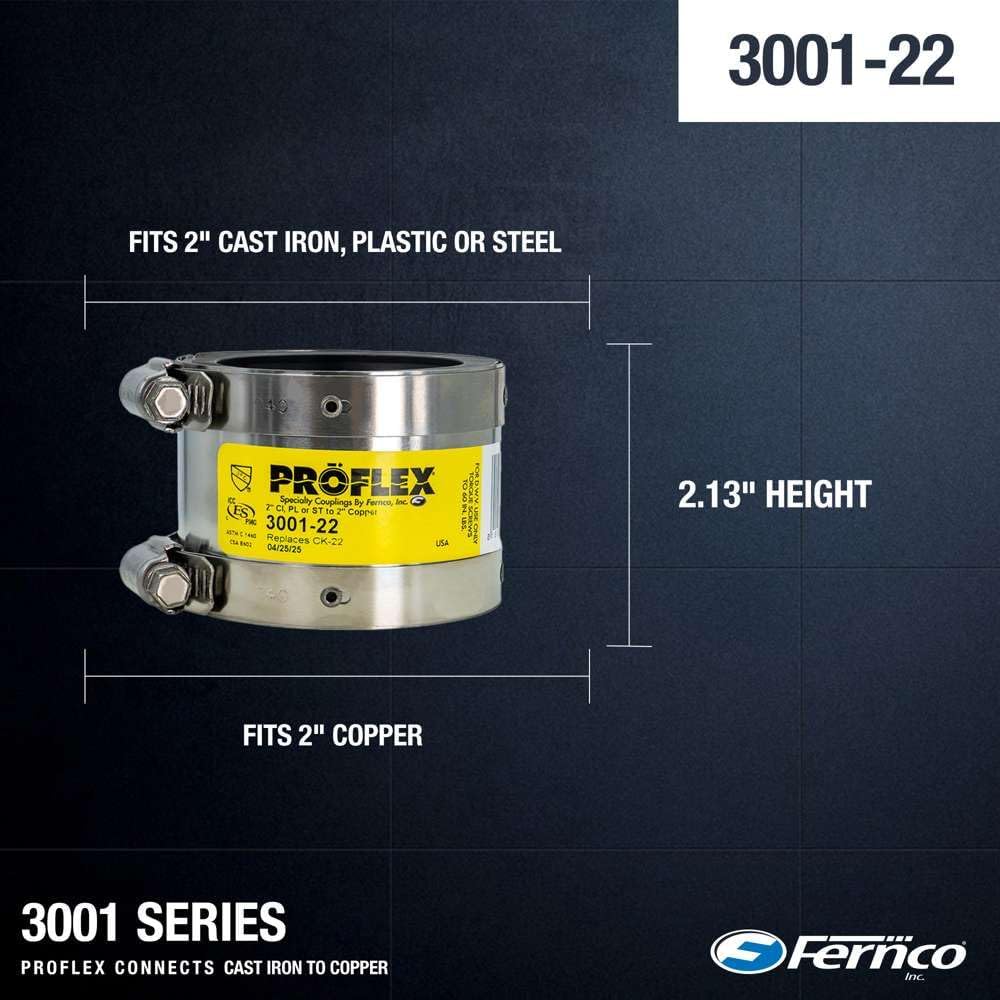 Proflex 2 In. x 2 In. PVC Shielded Coupling - Cast-Iron, Plastic, Steel to Copper - 1 Each