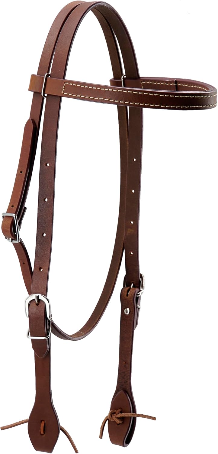 Western Horse Curb Bridle Headstall, Oil-Tanned Full-Grain Leather, Heavy Weight