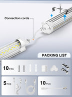 ELEKICO 6 Pack 50w 4ft Led Shop Light, Super Bright 7500lm 5000k V Shape 4' Led Shop Lights, Linkable 4 Foot Led Shop Lights for Garage Warehouse, Supermarket, Basement, Barn, Storage Area