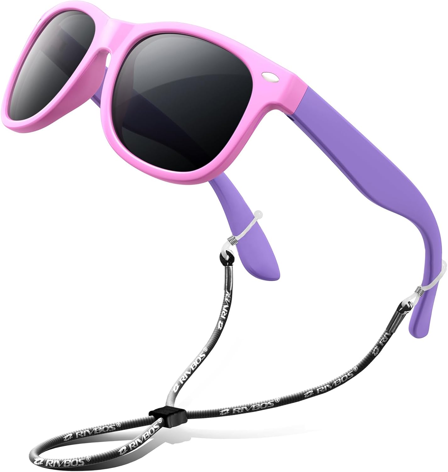 Kids Sunglasses Polarized UV400 TPE with Strap for Boys Girls RBK004 | Flexible rubber frame with UV protection and