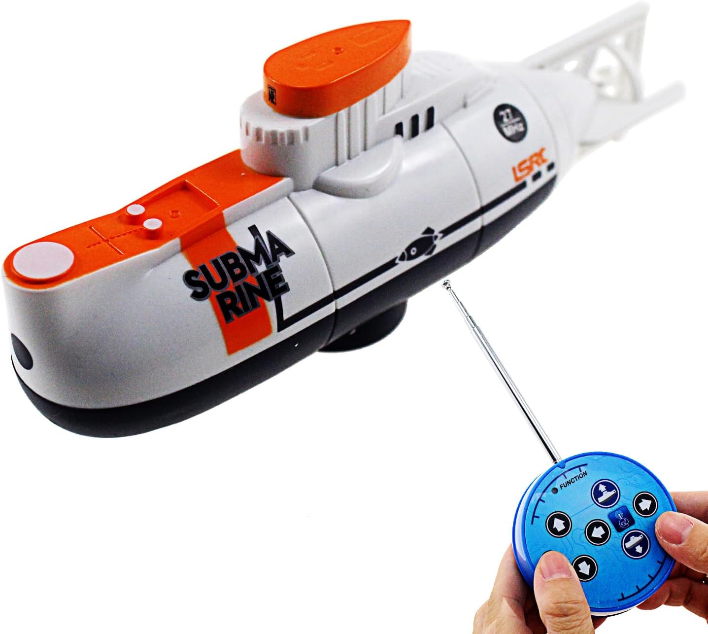 RC Submarine Toy Remote Control Boat Underwater Diving Waterproof for Fish Water Tank Kids Birthday Gift (White)
