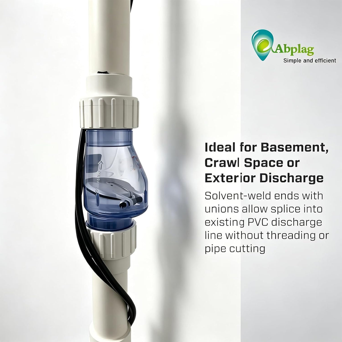 2-inch PVC Transparent Silent Check Valve - Spring-loaded - 2" Union