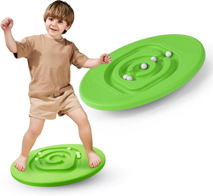 Kids Maze Balance Board - Wobble Trainer for Ski Surf Snowboard, Non-Slip Sensory Rocker Ages 3-12, Core Therapy &