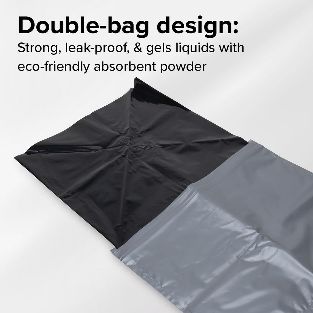 Toilet Waste Bags - Durable Double Bag Design is Leak-Proof - Inner Bag Gels Any Liquid - Great for Camping, Hiking