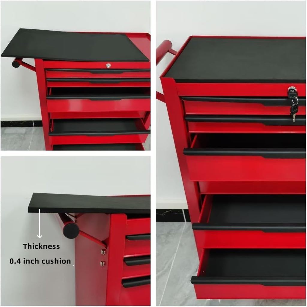 Rolling Tool Chest, 7-Drawer Small Tool Cabinet, Metal Tool Box with Wheels & Locking System, Ergonomic Push-Pull