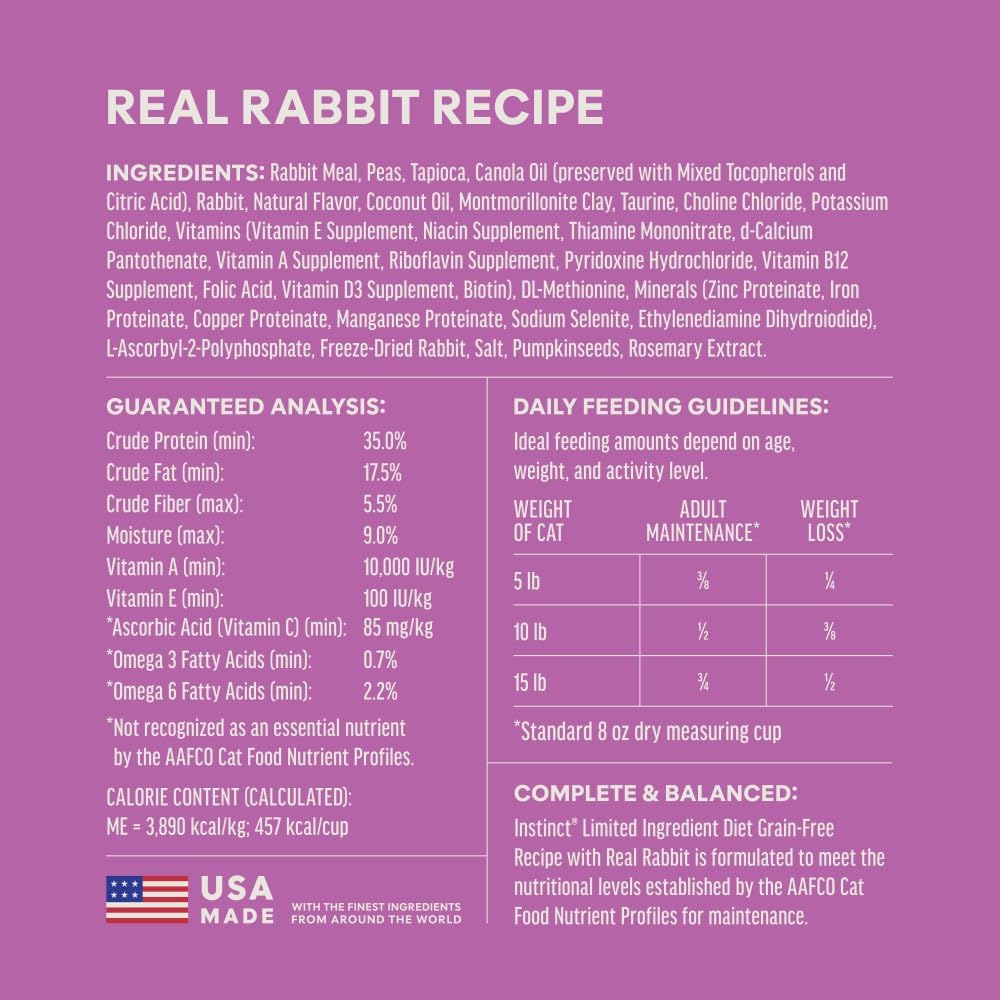 Limited Ingredient Diet Dry Cat Food, Real Rabbit, 4.5 lb. Bag