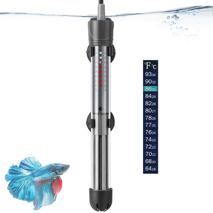100W Adjustable Aquarium Heater, Submersible Fish Tank Heater Thermostat with Suction Cups for 12-30Gal