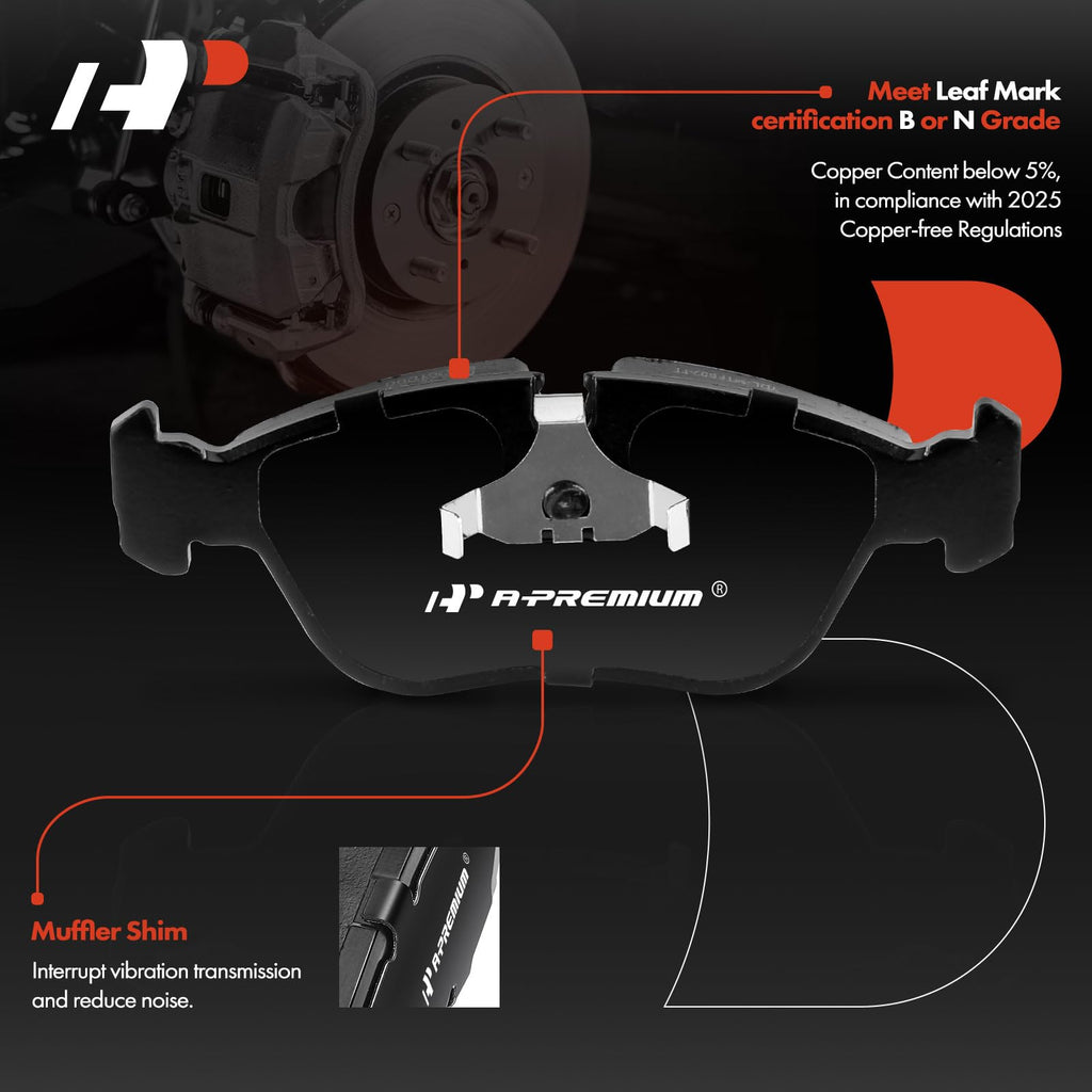 A-Premium Front Ceramic Brake Pads Compatible with Volvo