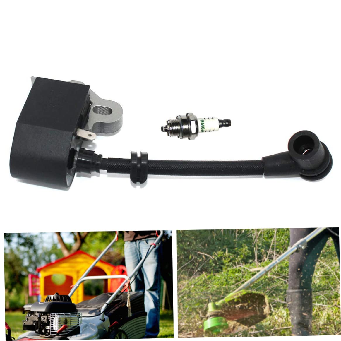 Yeory Lawn Mower Ignition Coil Module Mower Ignition Coil Module with Spark Plug Compatible with Mcculloch Eager Beaver Pro Titan 2PCS, STYLE 1