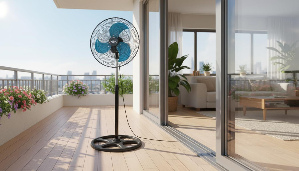 Stand Fan, 3-Speed, 3 Aluminum Blades, Lightweight Design, Powerful Airflow
