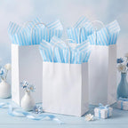 Light Blue Tissue Paper for Gift Bags 20 x 14 Inch Blue Pin Stripe