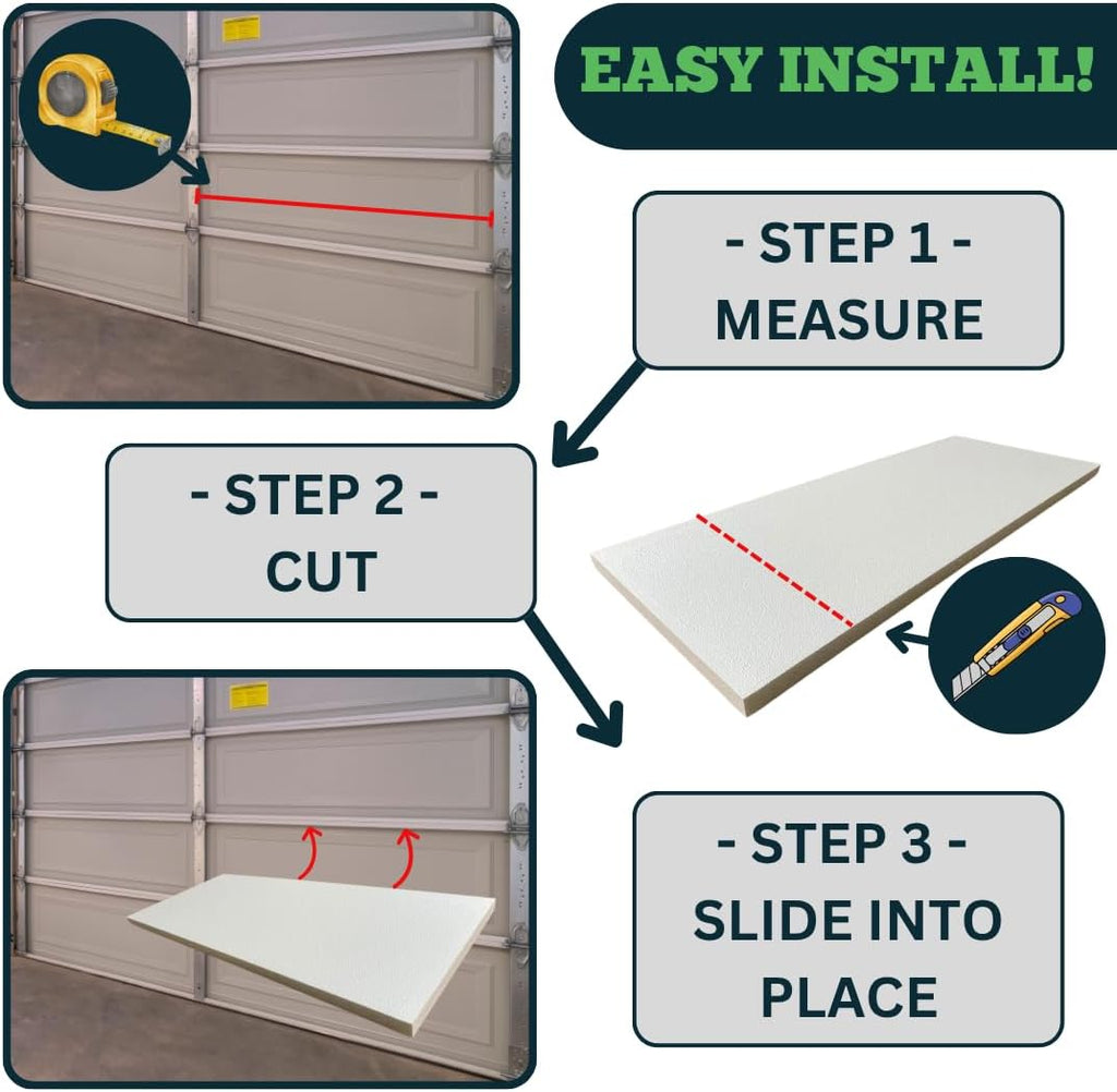 Garage Door Insulation Kit, White EPS Foam Panels, 8 Pack, 1.25x20x54 Inches, R-Value 9.0, Temperature Control, Noise