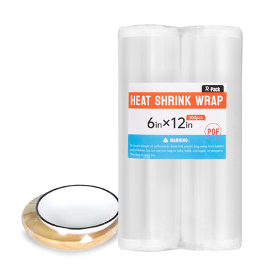 Heat Shrink Bags, 200 Pieces 6x12" Heat Shrink Wrap for Book, Bath Bombs, Bags, Jars and Homemade DIY Projects