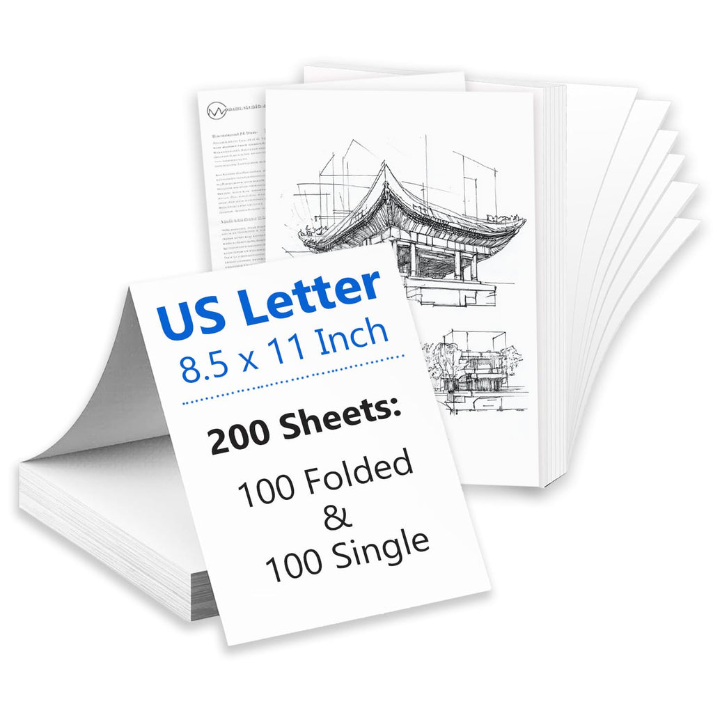 Thermal Paper 8.5x11 Inch for Portable Printer, 200 Sheet Multi-Type