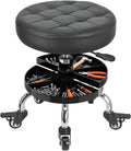 Garage Mechanic Stool with Storage Tray,Low Height Rolling Shop Stools, Rolling Mechanics Seat Chair Height
