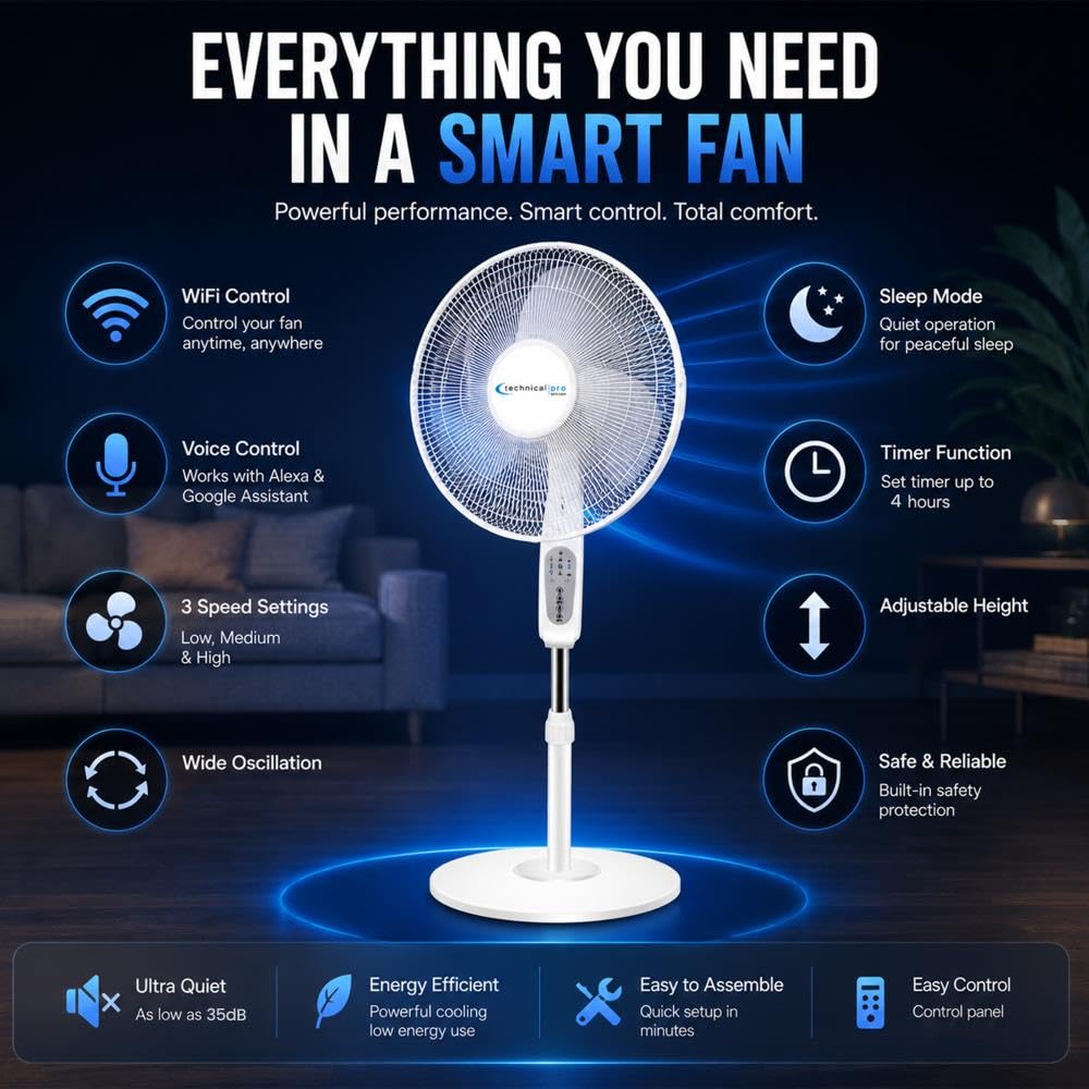 Smart 16" Standing Fan with WiFi Control