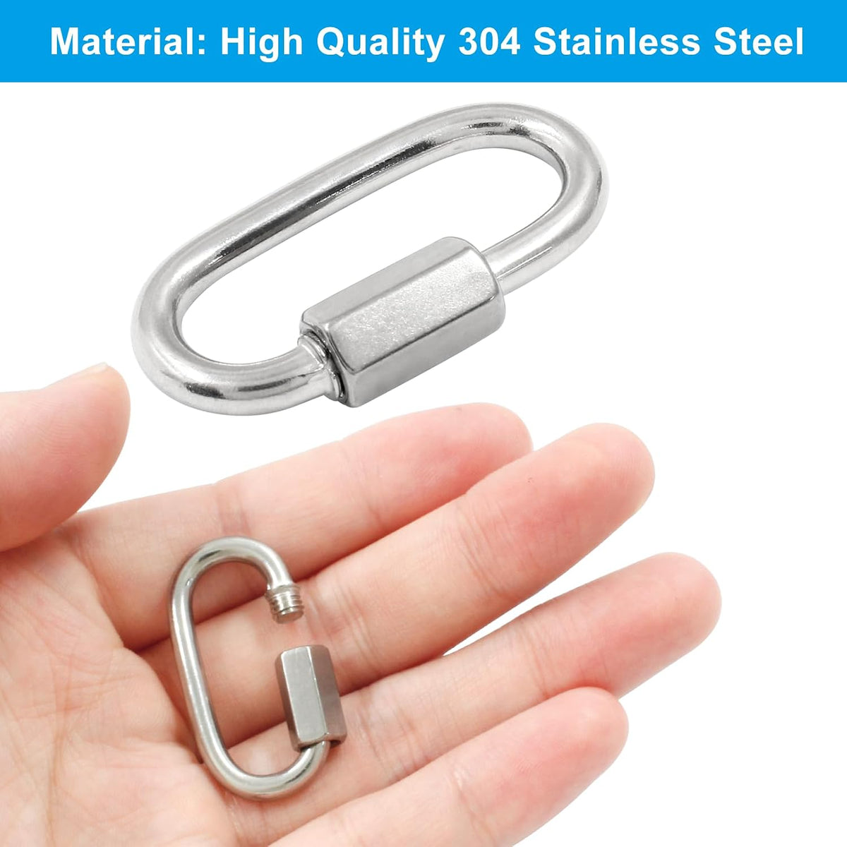 12Pcs 1/8 Inch 304 Stainless Steel D Quick Link Locking Connector