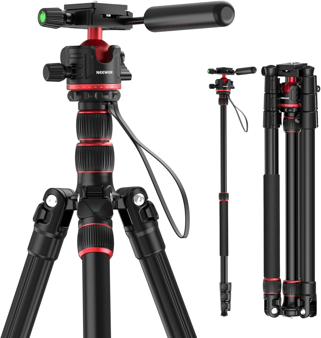 Basics Camera Tripod Monopod, 77" Compact Lightweight Travel DSLR Video Stand, 360° Ball Head, Arca Type QR Plate